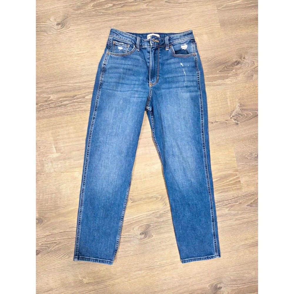 Abercrombie & Fitch Mom High Rise Distressed Medium Wash Jeans Size 26
